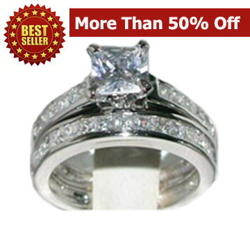 Our Best Seller: 10k White Gold Plated Wedding Set