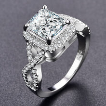 Load image into Gallery viewer, Sliver Princess Cut AAA Cubic Zirconia Wedding Ring