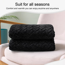 Load image into Gallery viewer, Large Flannel Fleece Throw Blanket, Jacquard Weave Leaves Pattern (50&quot; X 70&quot;, Black)- Soft, Warm, Lightweight