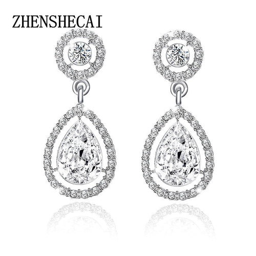 Crystal Teardrop Long Earrings Bridal Large Drop Earrings brincos for Women Fashion Wedding Jewelry boucle d'oreille e0252