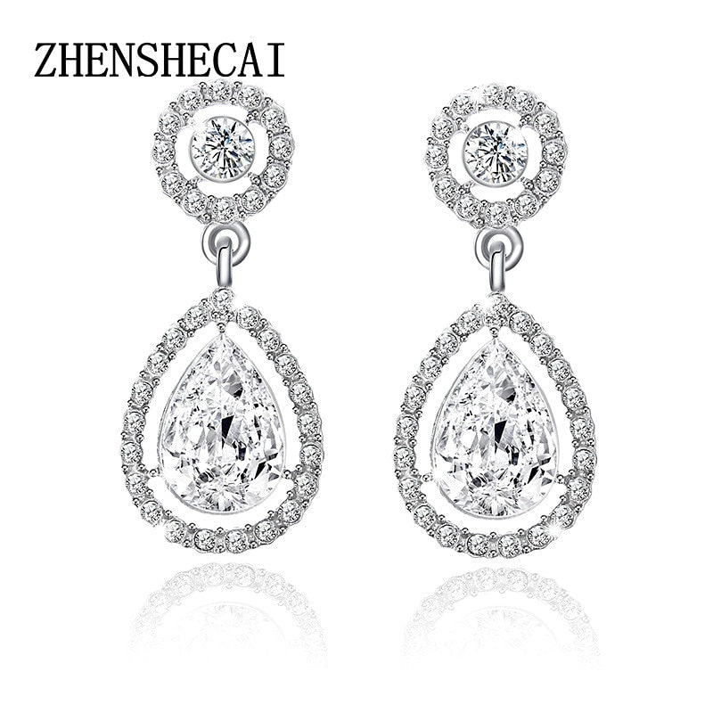 Crystal Teardrop Long Earrings Bridal Large Drop Earrings brincos for Women Fashion Wedding Jewelry boucle d'oreille e0252