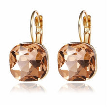 Load image into Gallery viewer, E0257 Fashion Gold Color Square Stud Earrings Pink Red Green Black Austrian Crystal Rhinestone Earring For Women Wedding Jewelry