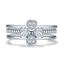 Load image into Gallery viewer, Solid 925 Sterling Silver Ring Set 3-Pcs Heart Love Jewelry New Design Simulated Diamond - Cove Price Discount and Deals