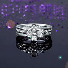 Load image into Gallery viewer, Solid 925 Sterling Silver Ring Set 3-Pcs Heart Love Jewelry New Design Simulated Diamond - Cove Price Discount and Deals