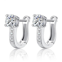 Load image into Gallery viewer, Sterling Silver Simulated Diamond Huggie Earrings