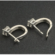 Load image into Gallery viewer, Sterling Silver Simulated Diamond Huggie Earrings