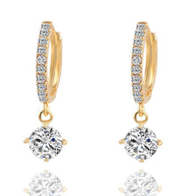 Load image into Gallery viewer, Round Crystal Stud Gold Tone Zircon Earrings