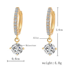 Load image into Gallery viewer, Round Crystal Stud Gold Tone Zircon Earrings