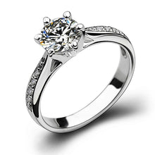 Load image into Gallery viewer, 925 Silver Zircon Six Prong Engagement Ring