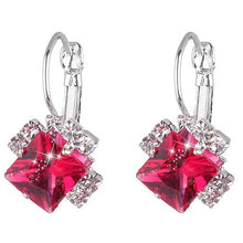 Load image into Gallery viewer, Fashion 2018 Stone Rhinestones White Red Square Crystal Drop Earrings For Women  Statement Wedding Jewelry Pendientes Mujer