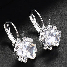 Load image into Gallery viewer, Fashion 2018 Stone Rhinestones White Red Square Crystal Drop Earrings For Women  Statement Wedding Jewelry Pendientes Mujer
